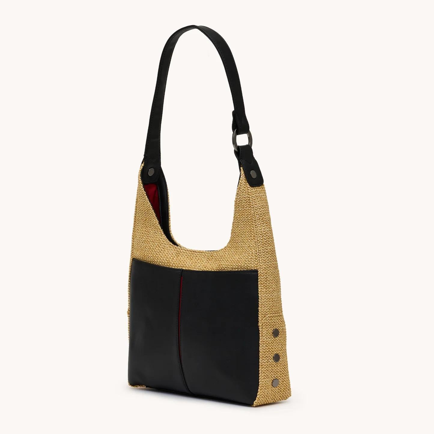 Hammitt Tom Med Noir Smooth Raffia/Gunmetal