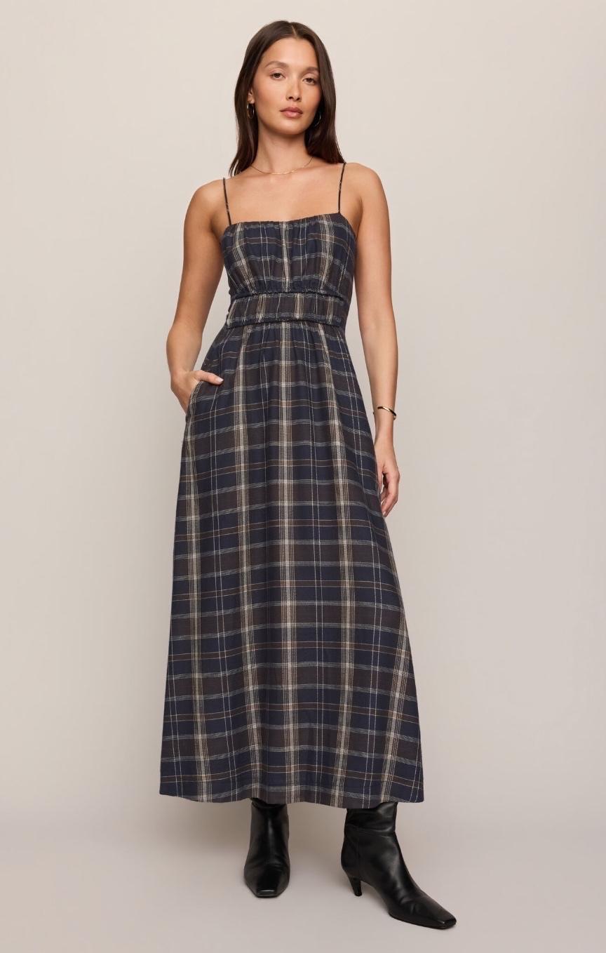 Evermore Plaid Midi Dress - Eclipse