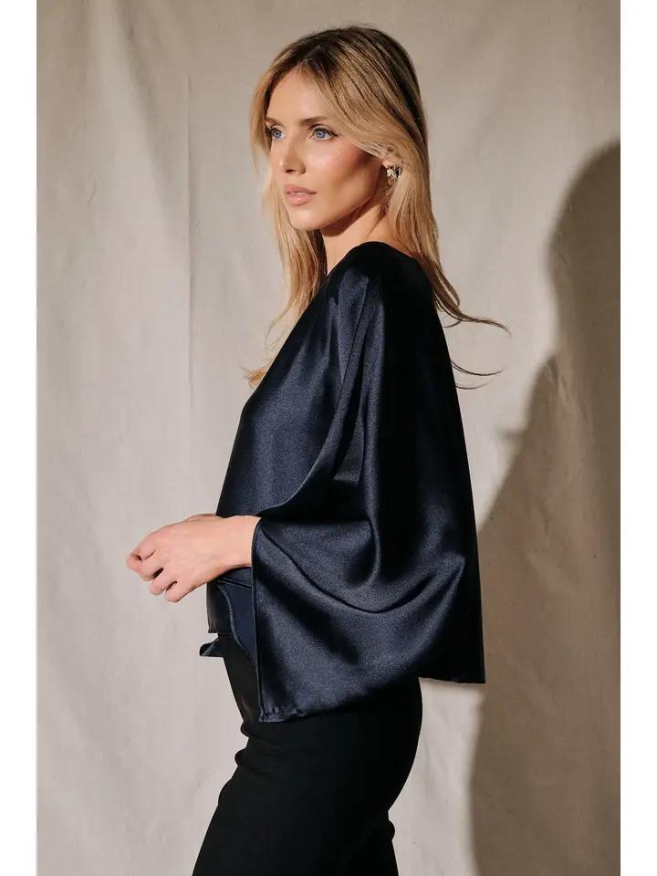 Sunday Edition Boat Neck 3/4 Sleeve Doman Pancho Top