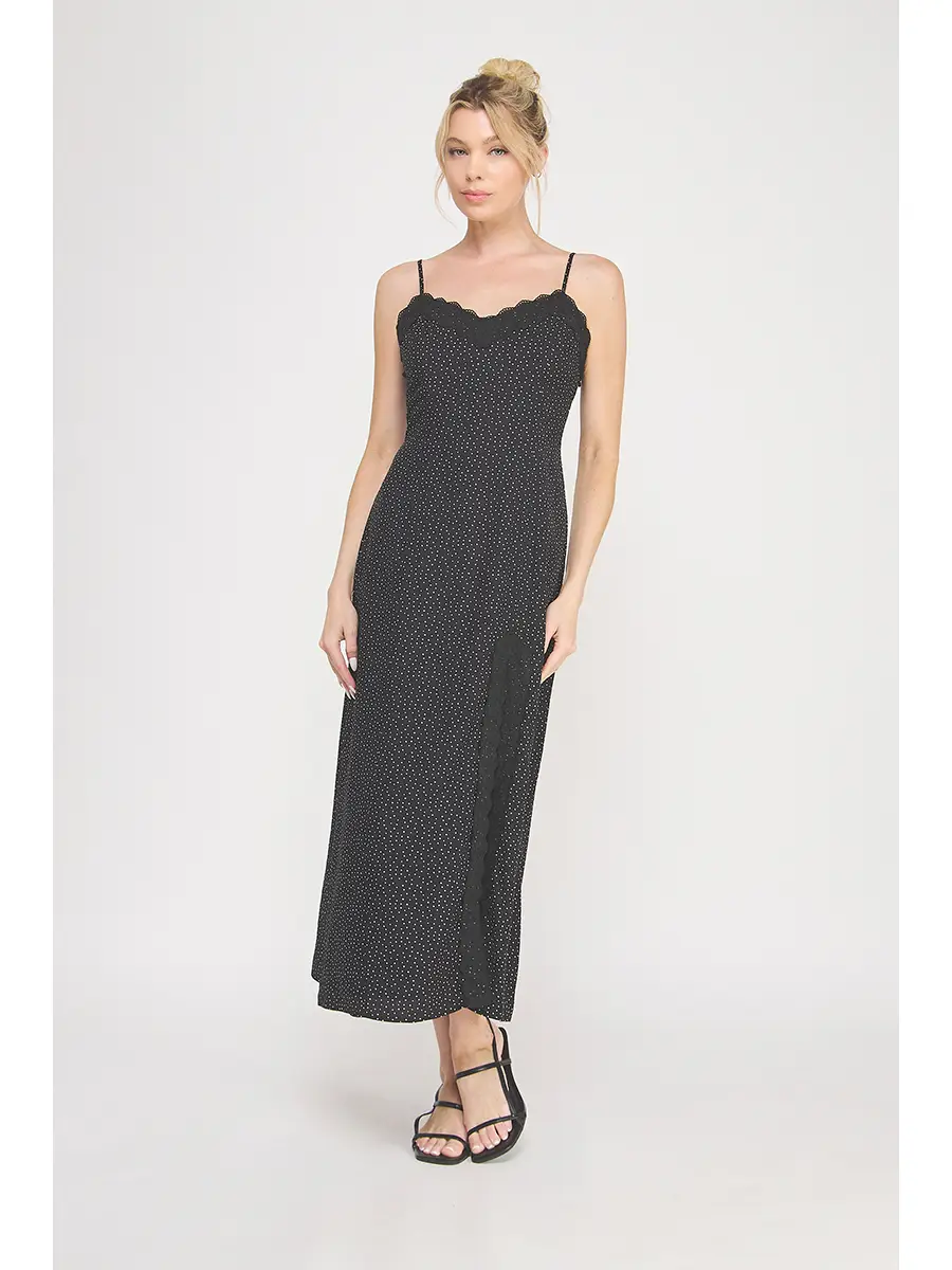 Printed Empire Maxi Dress - Black