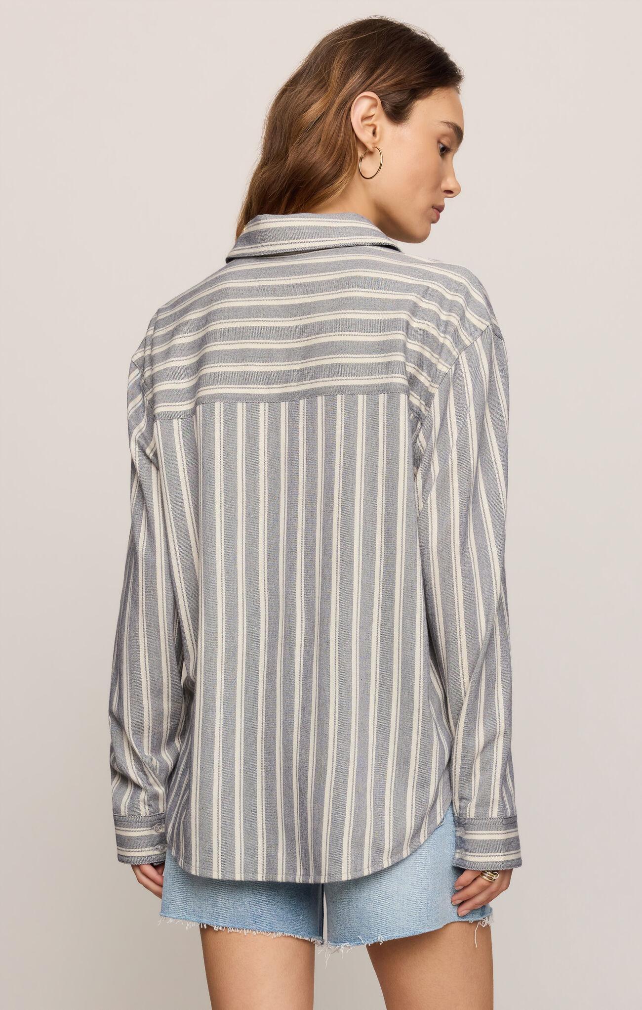 Reese Button Up Stripe Top - Summer Stone