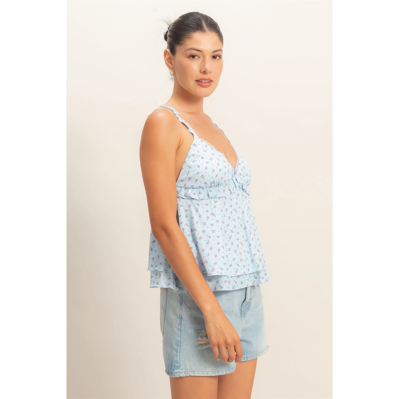 Floral Tiered Top - Blue