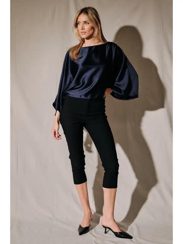 Sunday Edition Boat Neck 3/4 Sleeve Doman Pancho Top