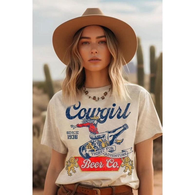 HRTandLUV Cowgirl Beer Co. Mineral Graphic Top | Mineral Oatmeal / S-M-L-XL