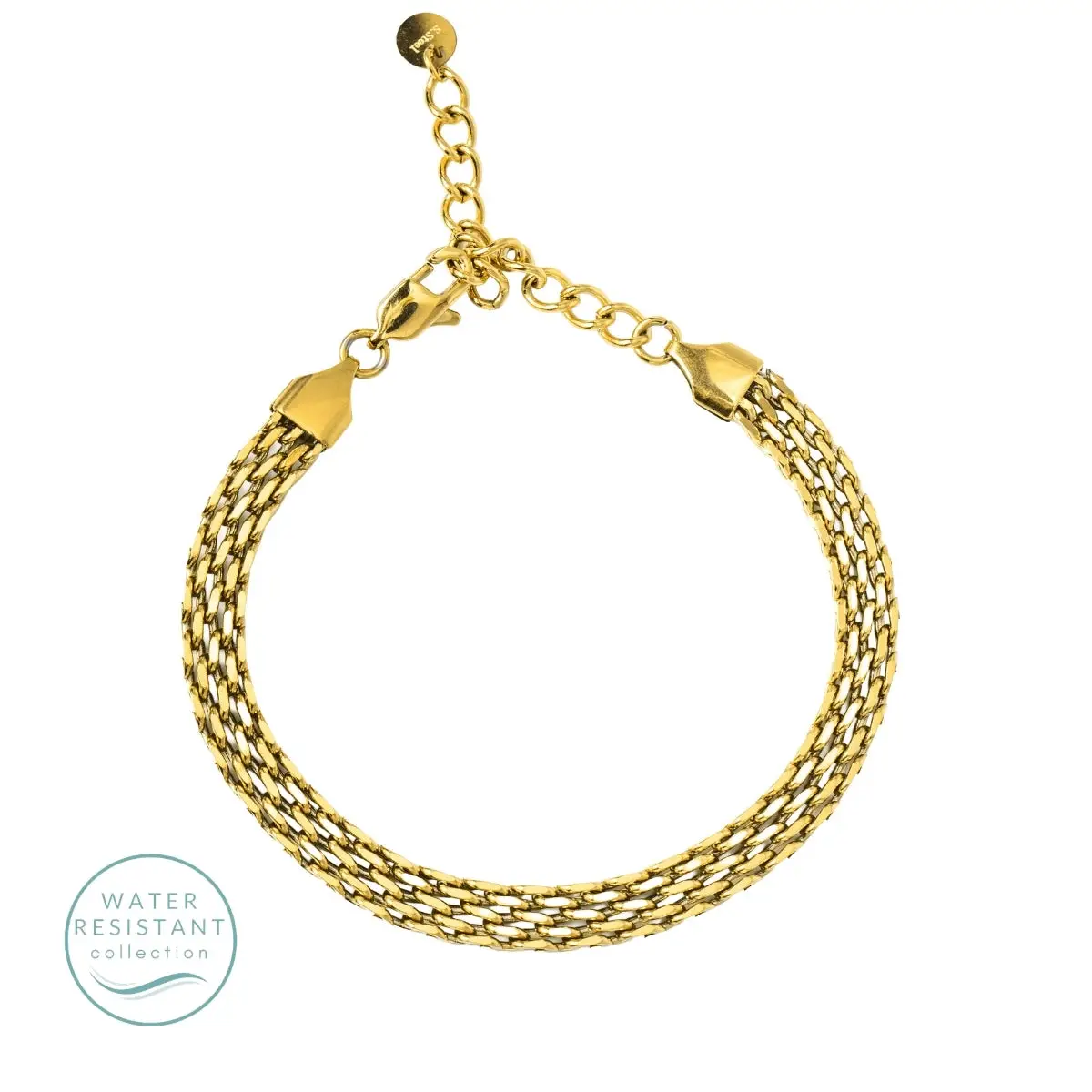 Flat Multi-Link Bracelet, Water-Resistant - Gold