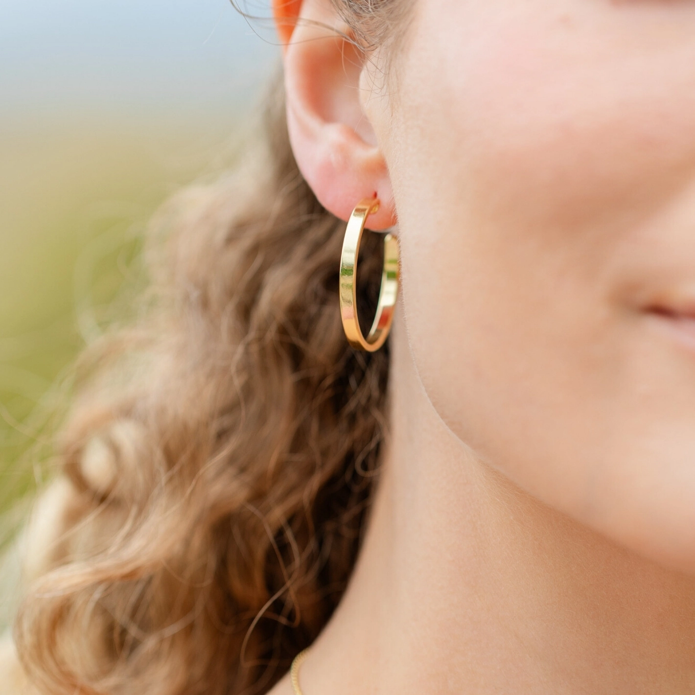 Chic Polished Flat Hoop Earrings