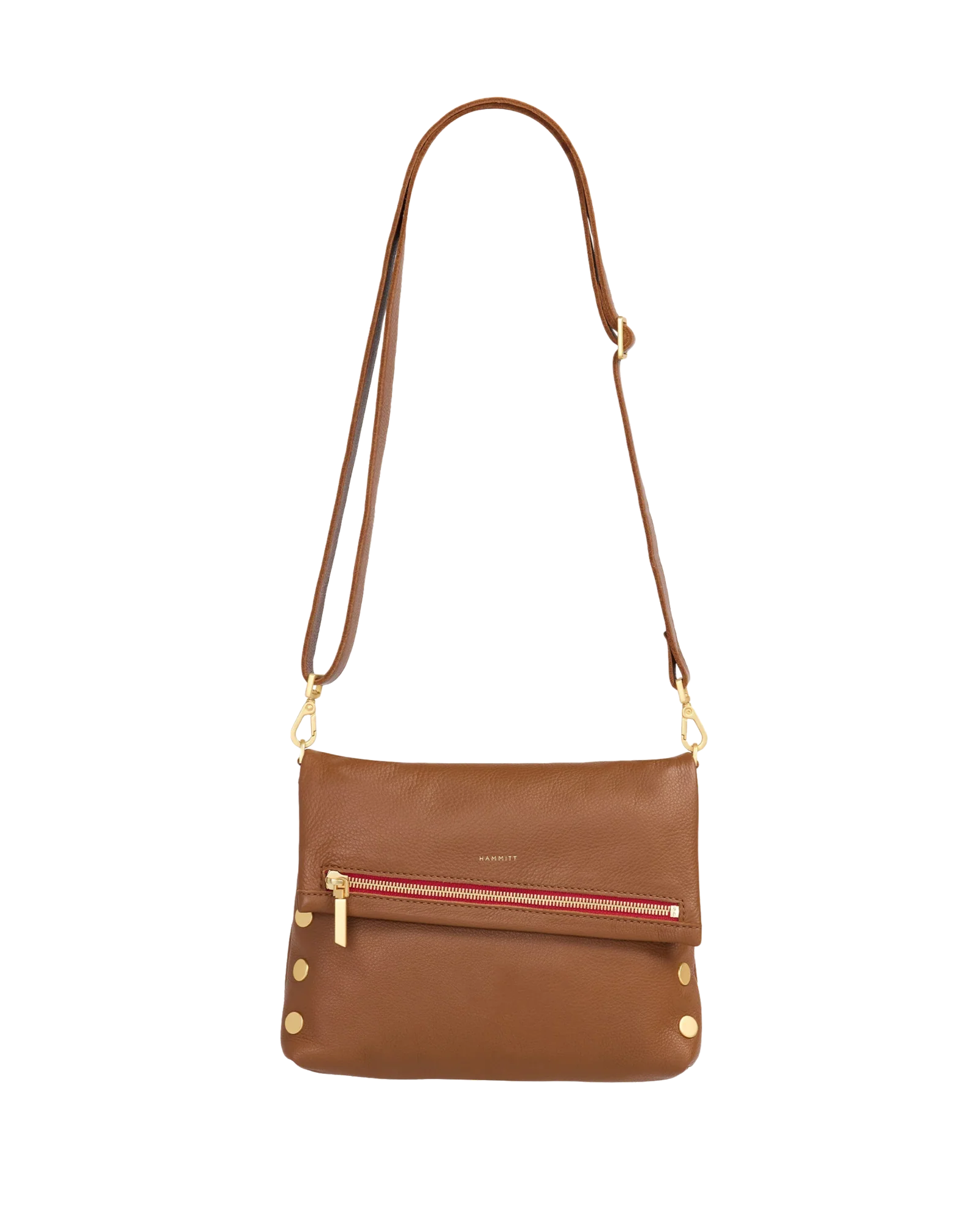 Hammitt VIP Med - Mahogany Pebble/Brushed Gold Red Zip