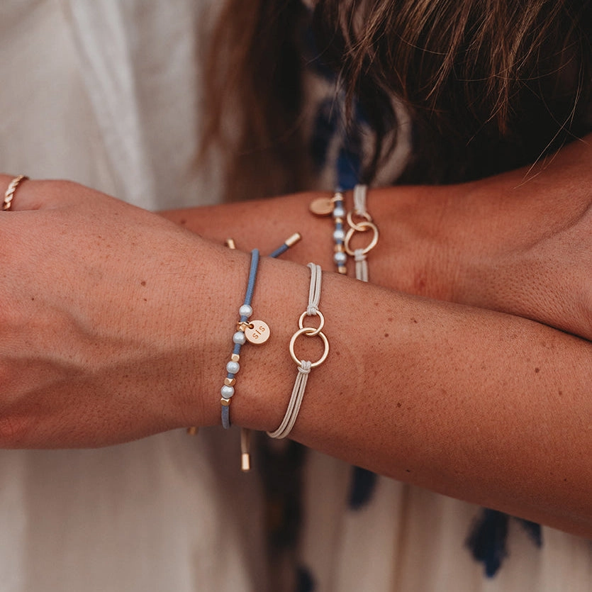 Sisters Gold and Pearl Shareable Hair Tie Bracelet Set (medium)