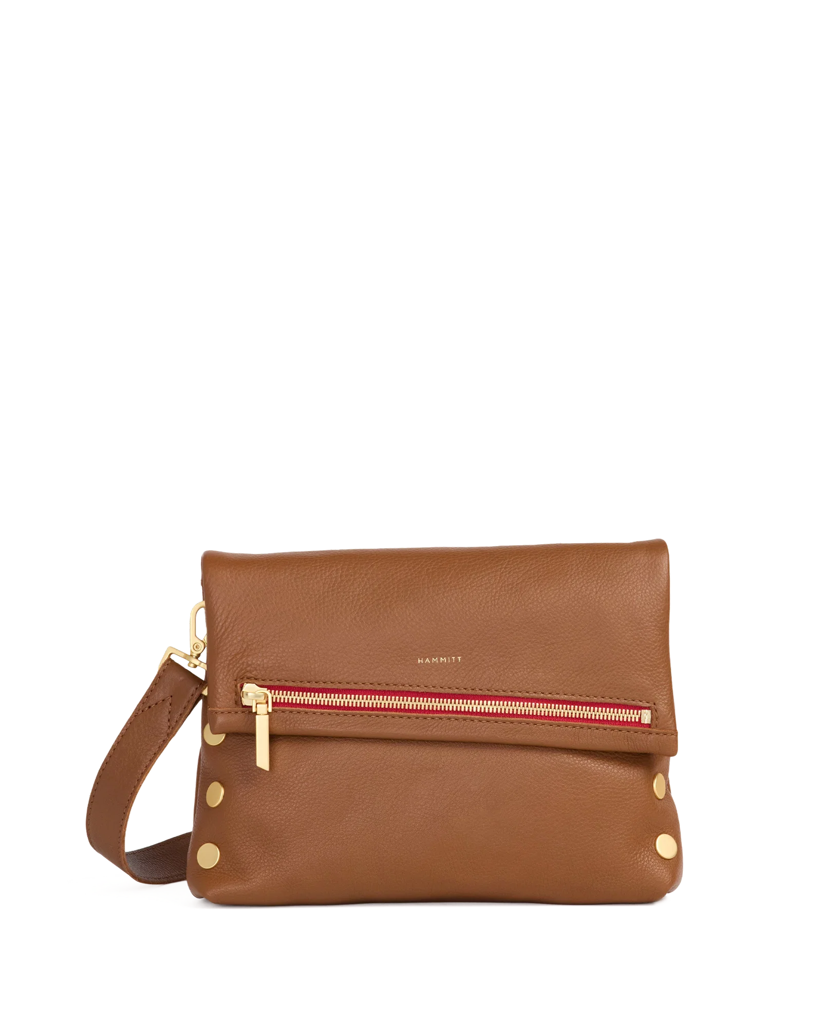 Hammitt VIP Med - Mahogany Pebble/Brushed Gold Red Zip