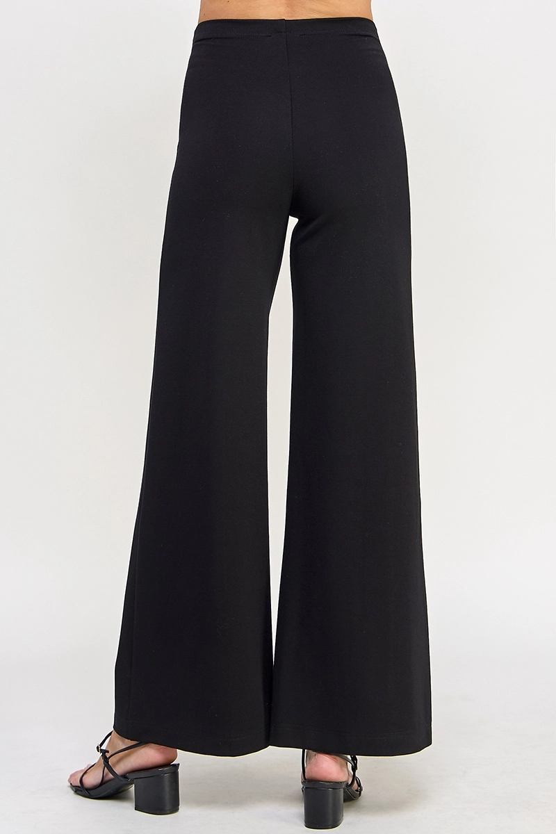 High Waist Contour Wide Leg Ponte Pant - Black
