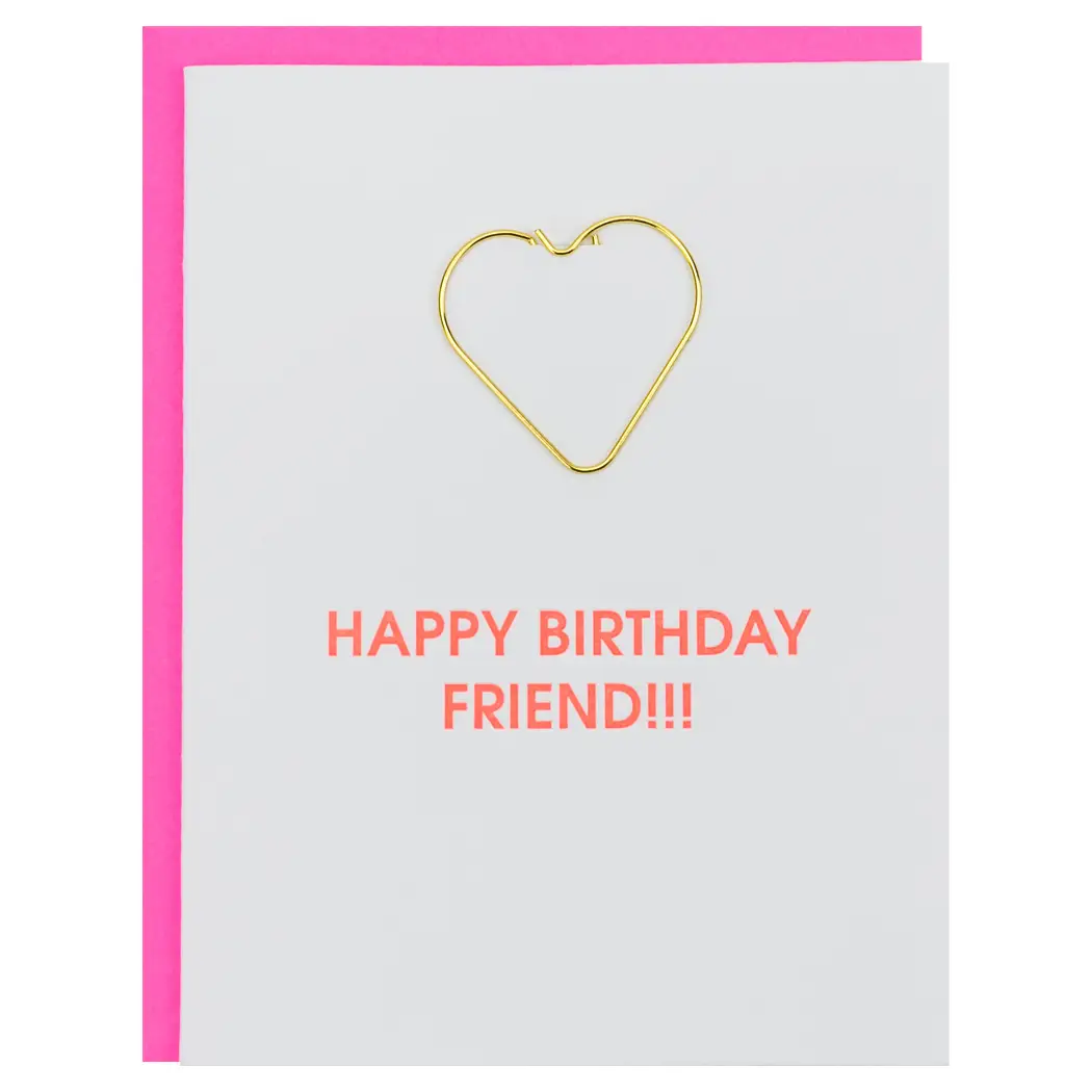Happy Birthday Friend - Friendship - Heart Paperclip Card