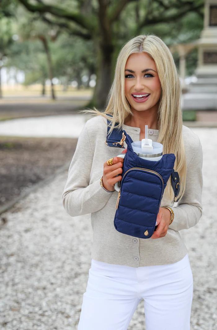 HydroBag Navy Matte with Solid Vegan Leather Strap