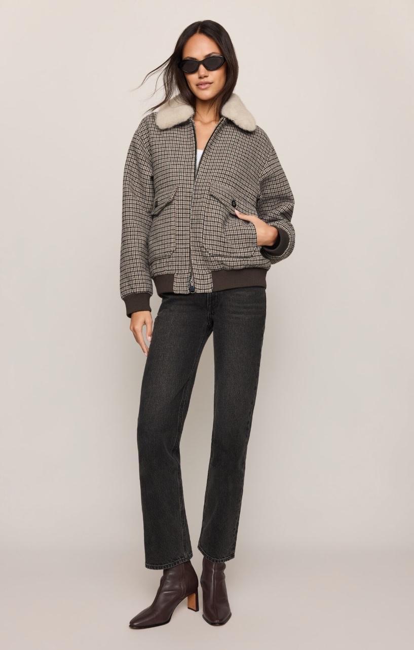 Tavi Plaid Bomber Jacket - Cocoa Bean
