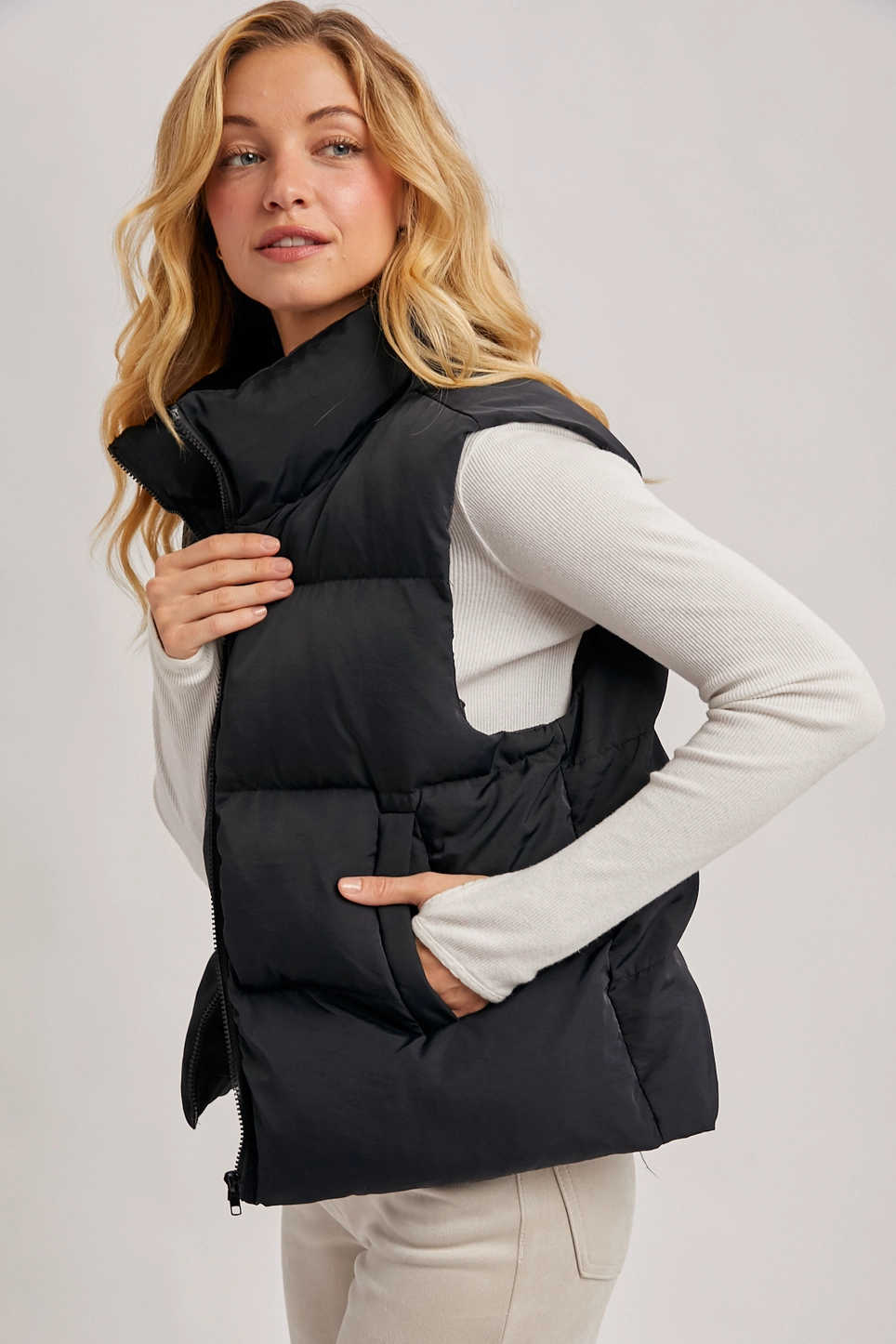 Zipper Front Puffer Vest