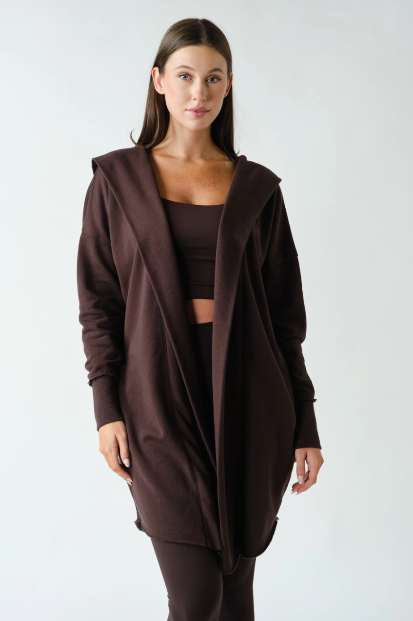 Open Front Longline Hoodie Cardigan