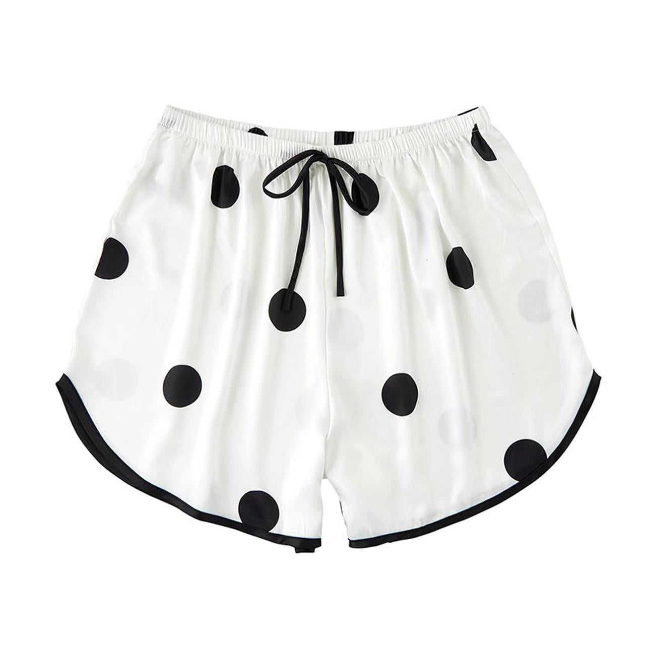 Satin Piece Pj Set - Polka Dot Ivory