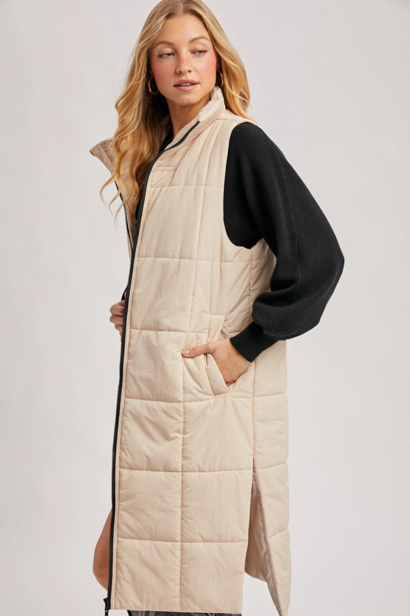Bluivy Quilted Longline Puffer Vest - Side View