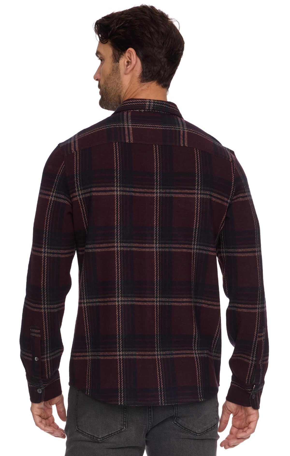 Elba L/S Hero Knit Flannel - Burgundy/Navy