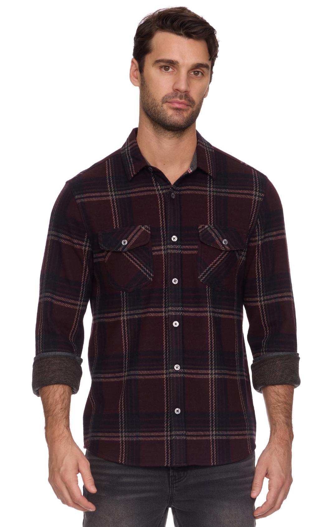Elba L/S Hero Knit Flannel - Burgundy/Navy