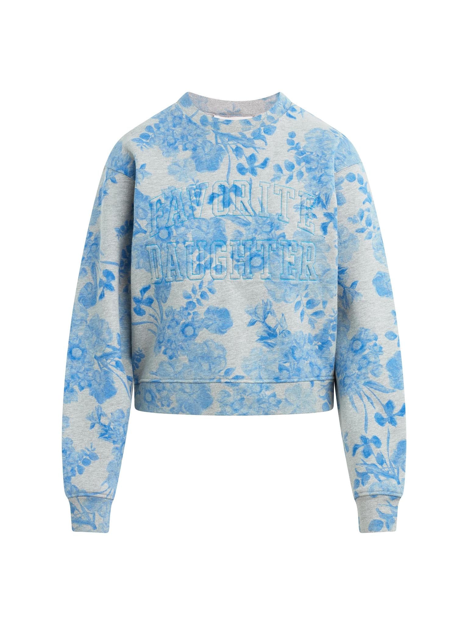 The Favorite Classic Embossed Sweatshirt - Distressed Floral Print