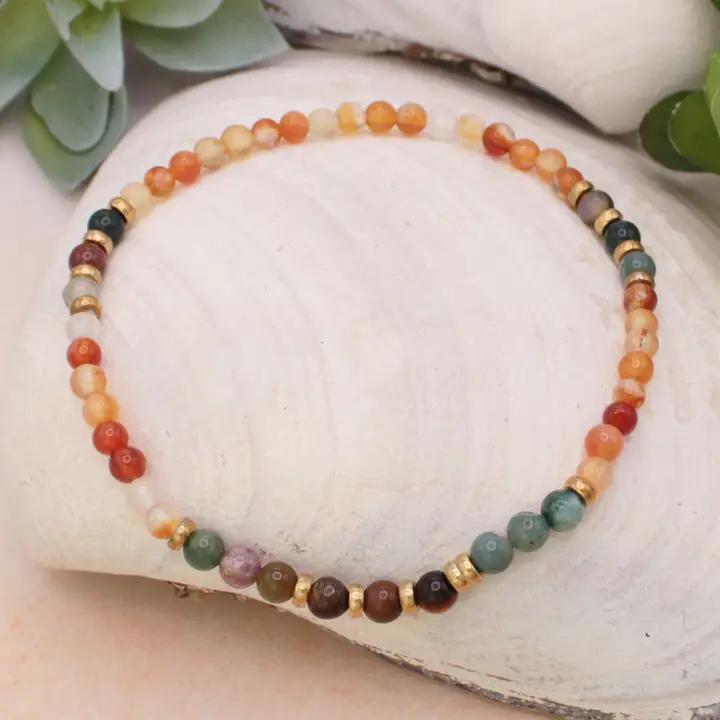 Natural Tones Stone Bead Stretch Anklet