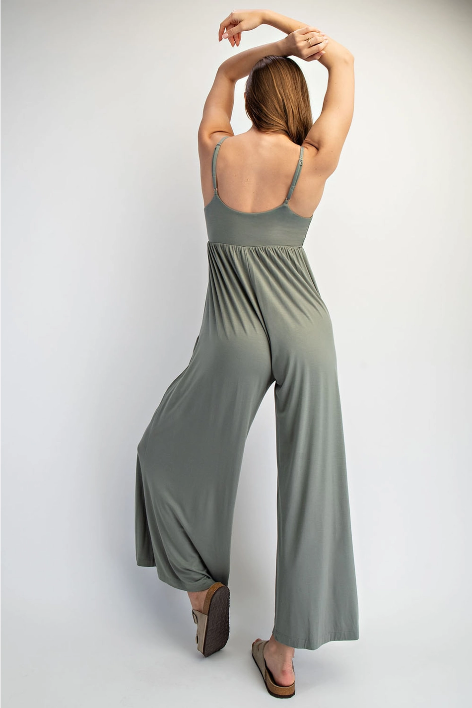 Viscose Modal Wide Leg Onesie - Green Pea