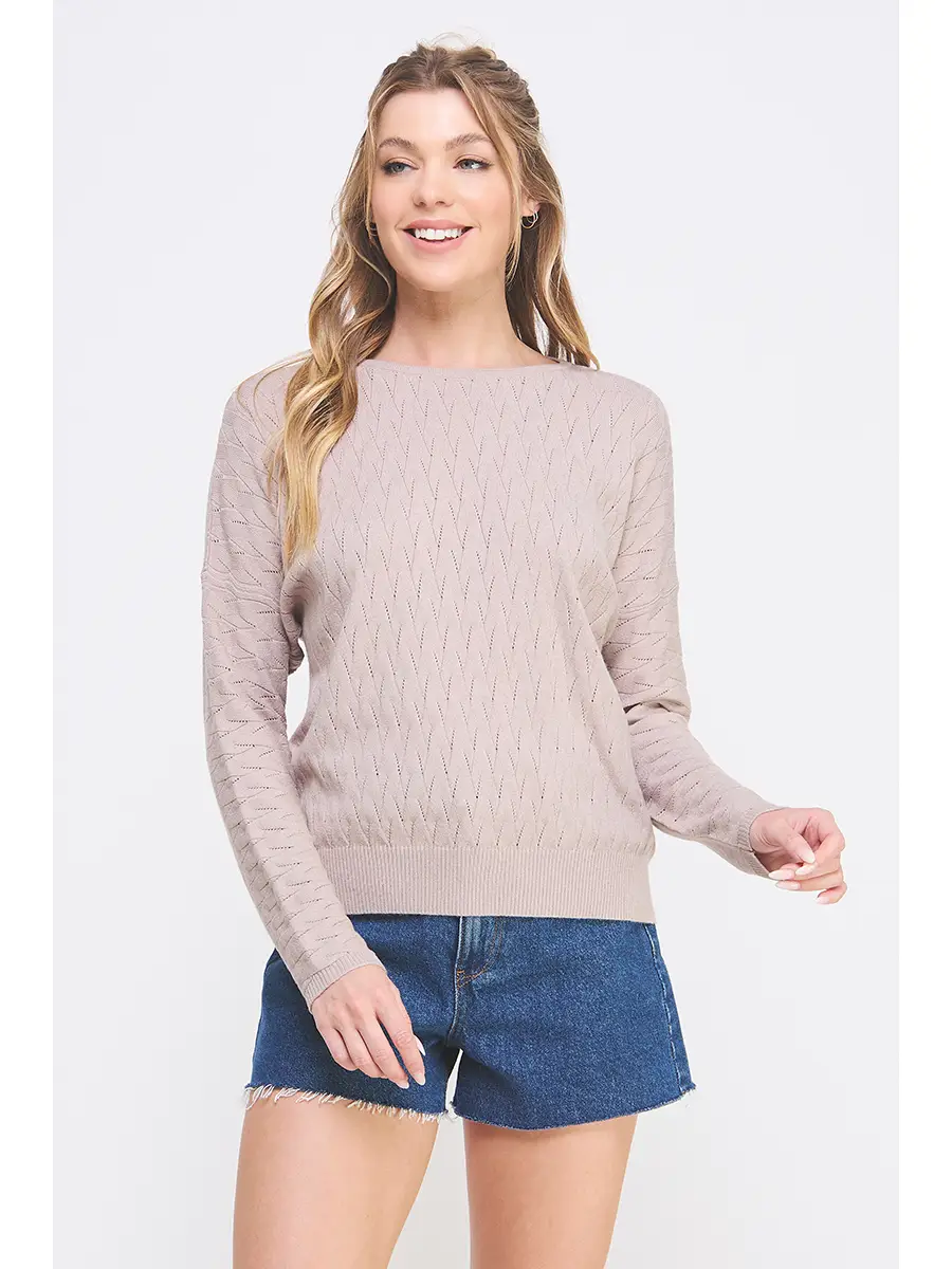 Long Sleeve Fine Gauge Dolman - Warm Stone