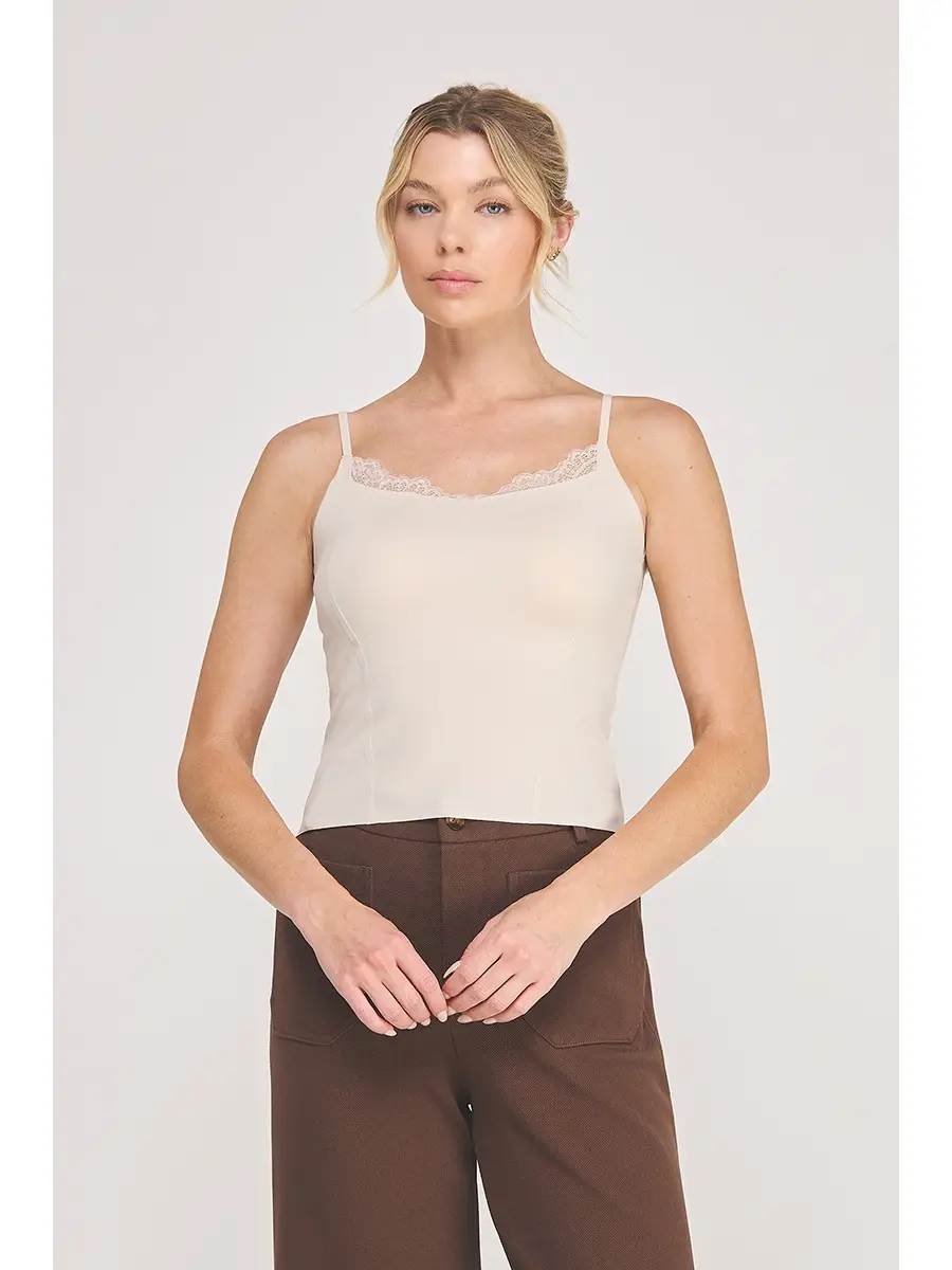 Cami Bralette w/Eyelash Lace Trim - O/S