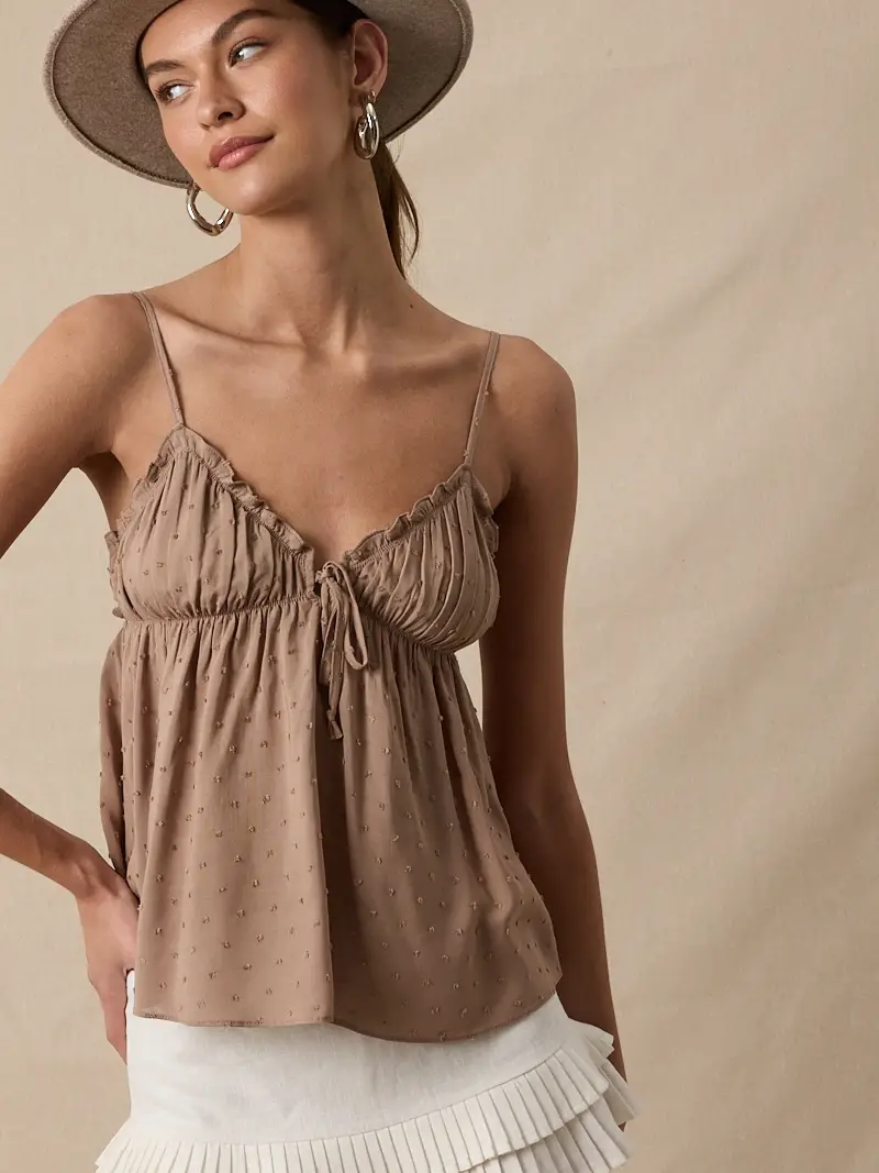 Clip Dot Sweetheart Front & Back Tie Cami Top