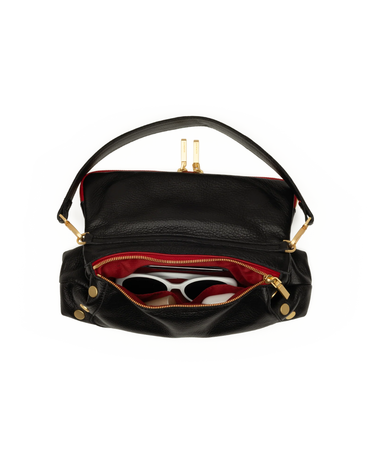 Hammitt Beverly Med - Black/Brushed Gold Red Zip