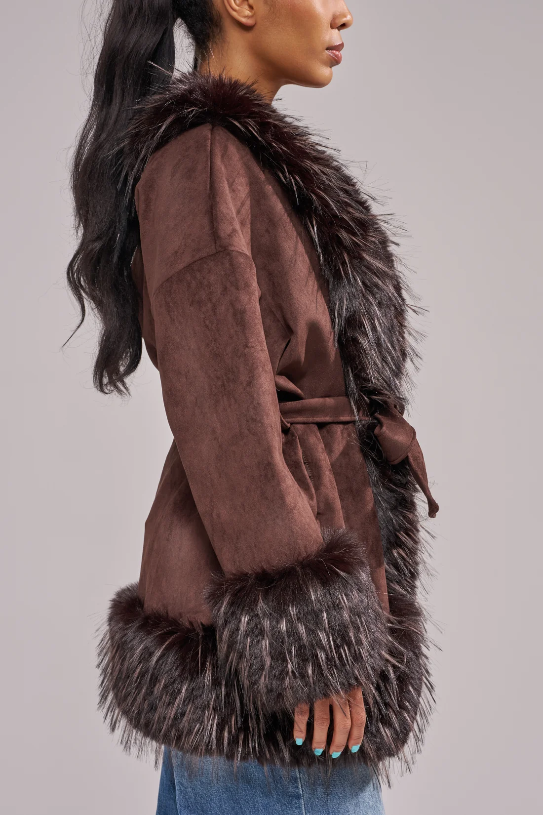Maelle Faux Fur Jacket - Espresso