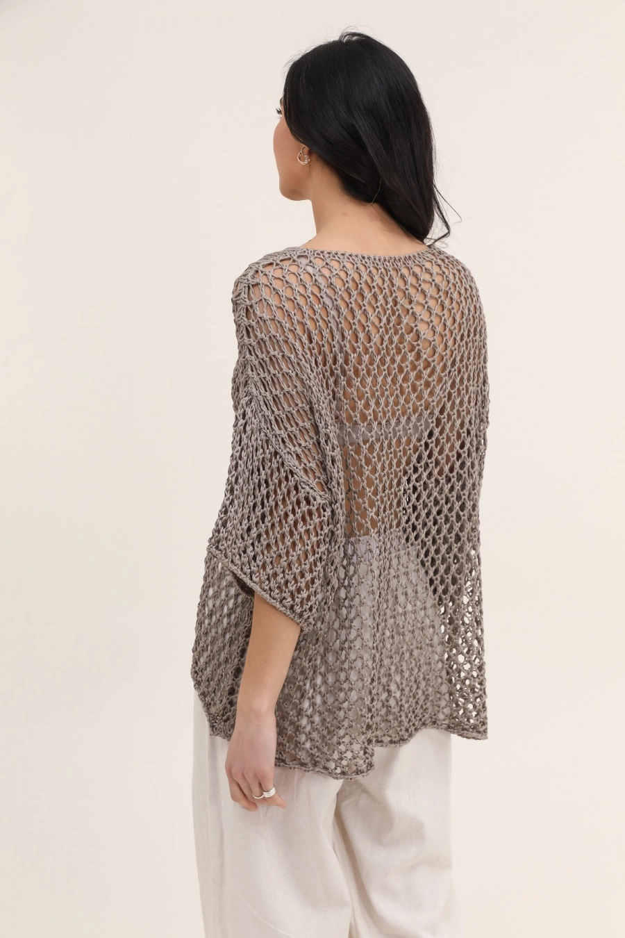 Cotton Knit Sweater with Star Pattern