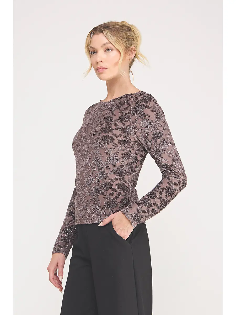 Burnout Long Sleeve Top - Mauve