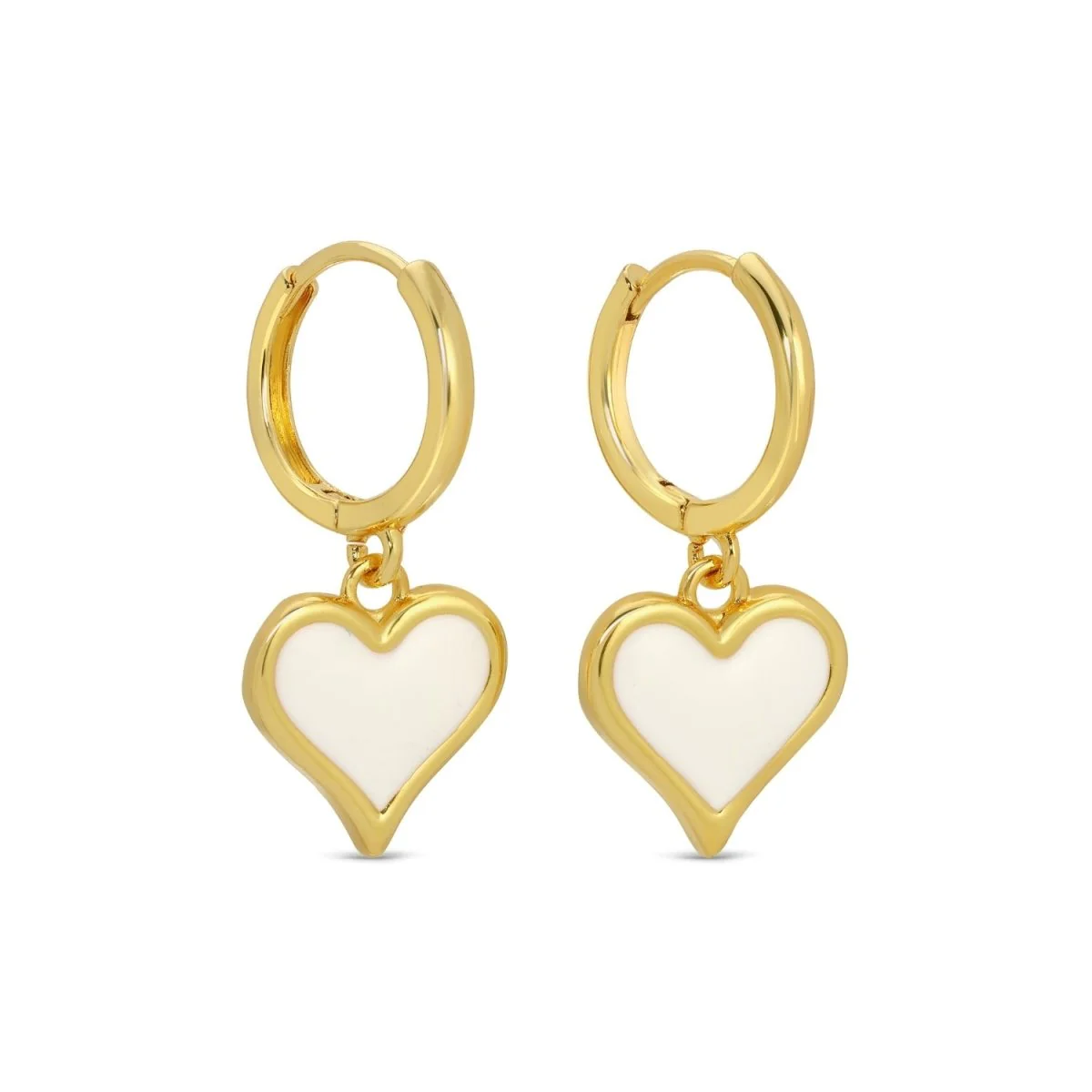 Earrings - Plain huggies with colorful heart drop