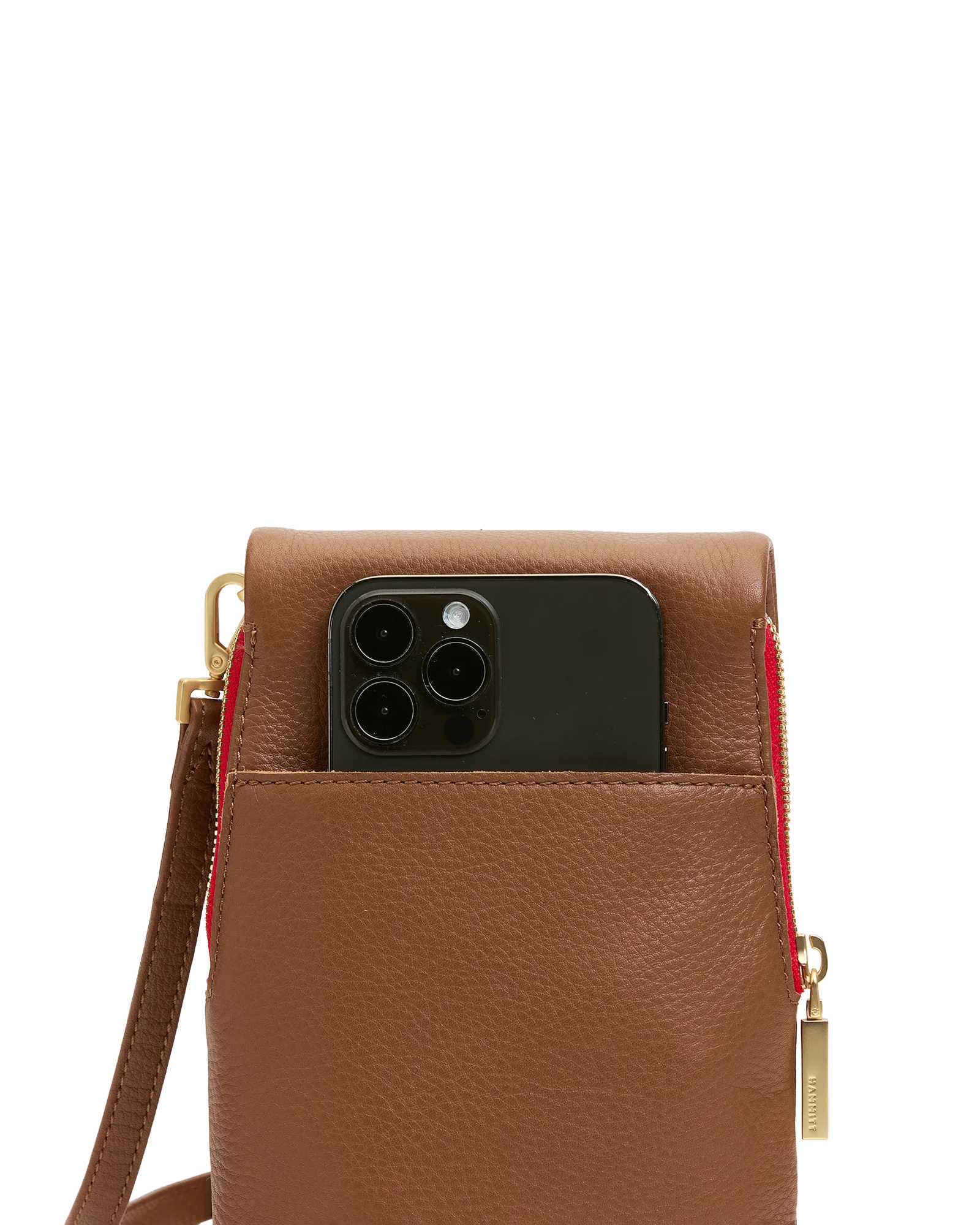 Hammitt VIP Mobile - Mahogany Pebble/Brushed Gold Red Zip