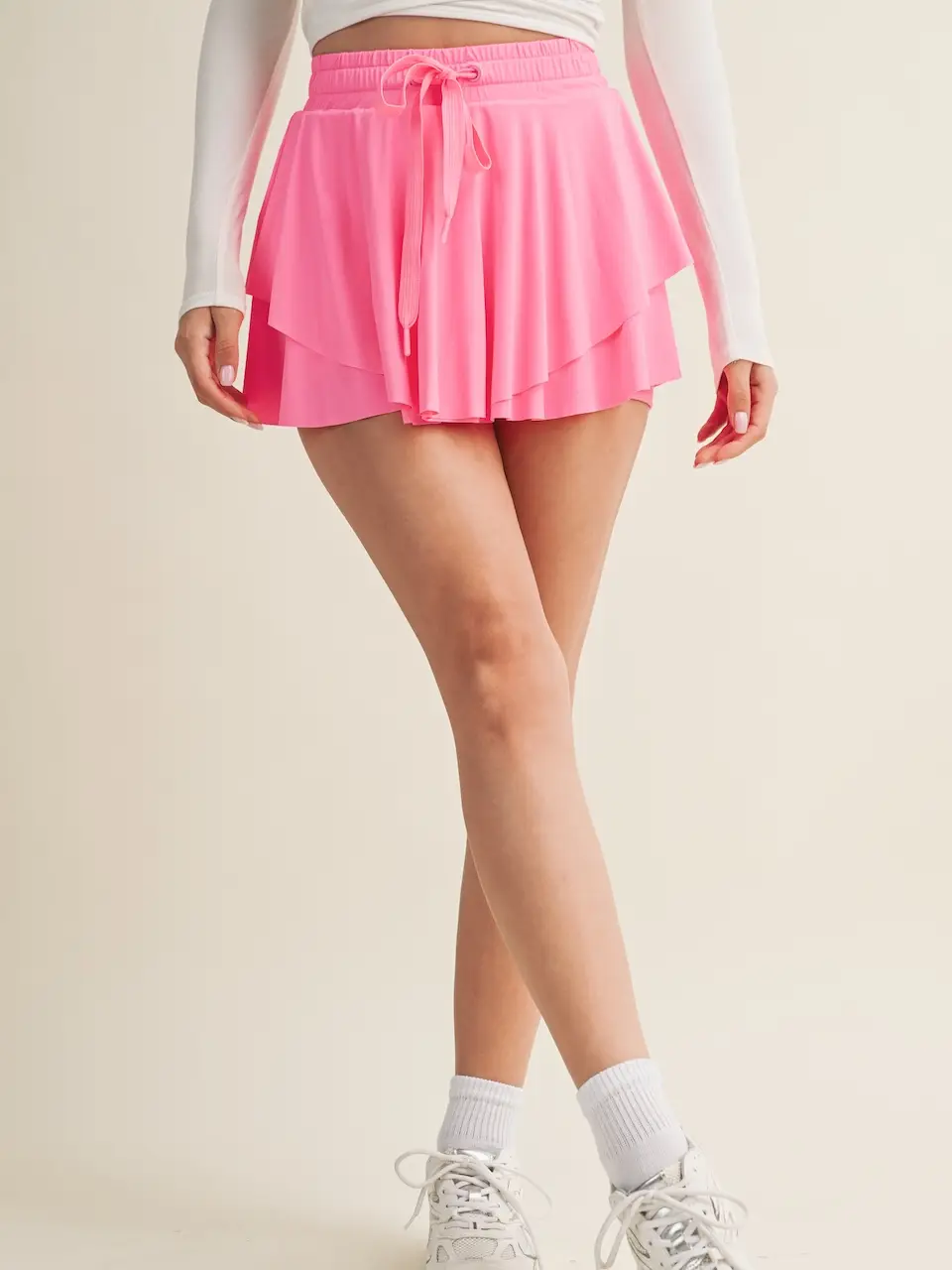 Flowy Mini Skort with Drawstring