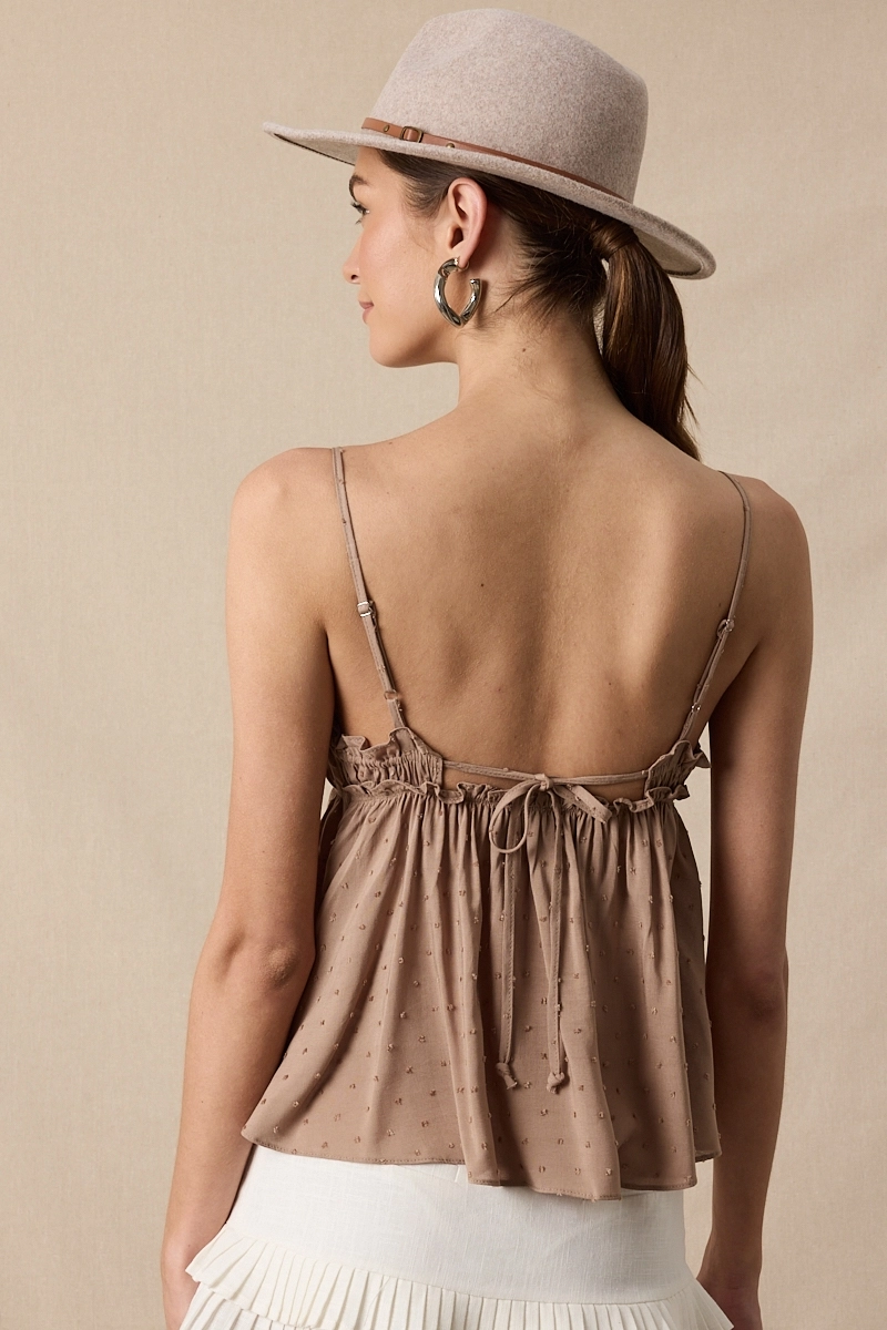 Clip Dot Sweetheart Front & Back Tie Cami Top