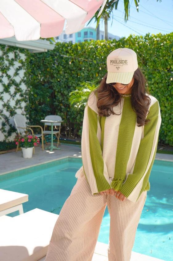 Palms & Poolside - Green Stripe Trucker Hat