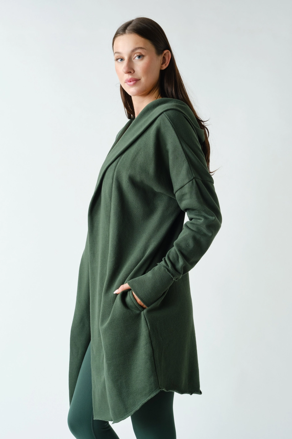 Open Front Longline Hoodie Cardigan