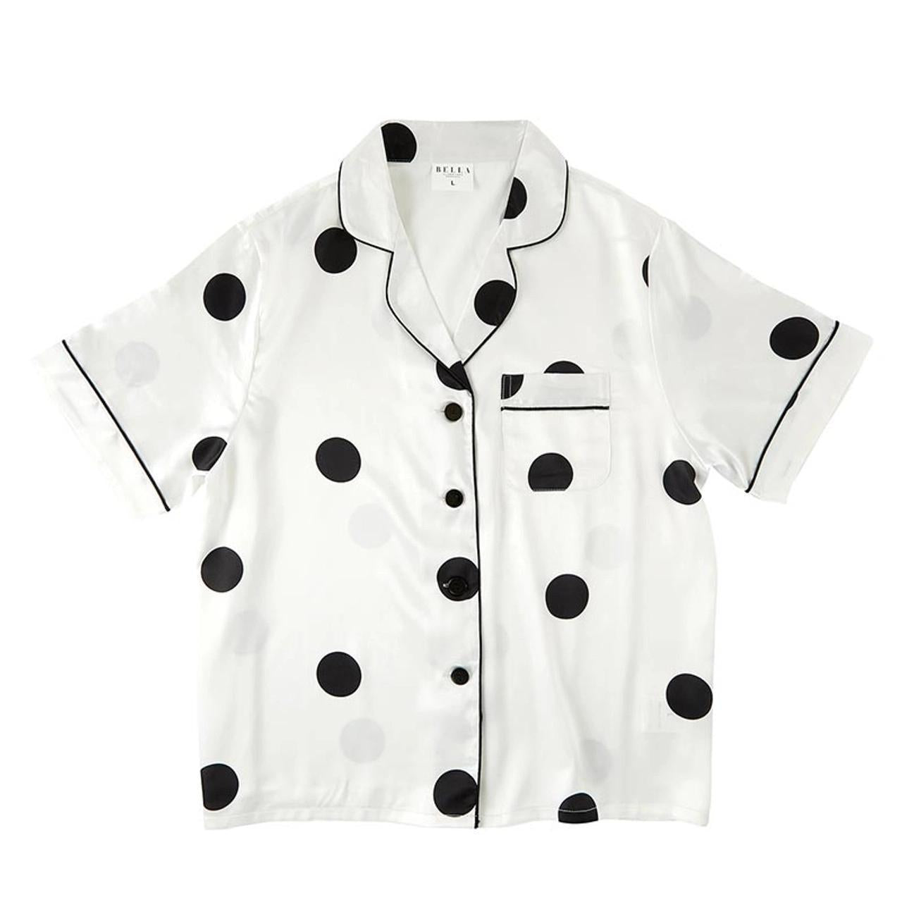 Satin Piece Pj Set - Polka Dot Ivory