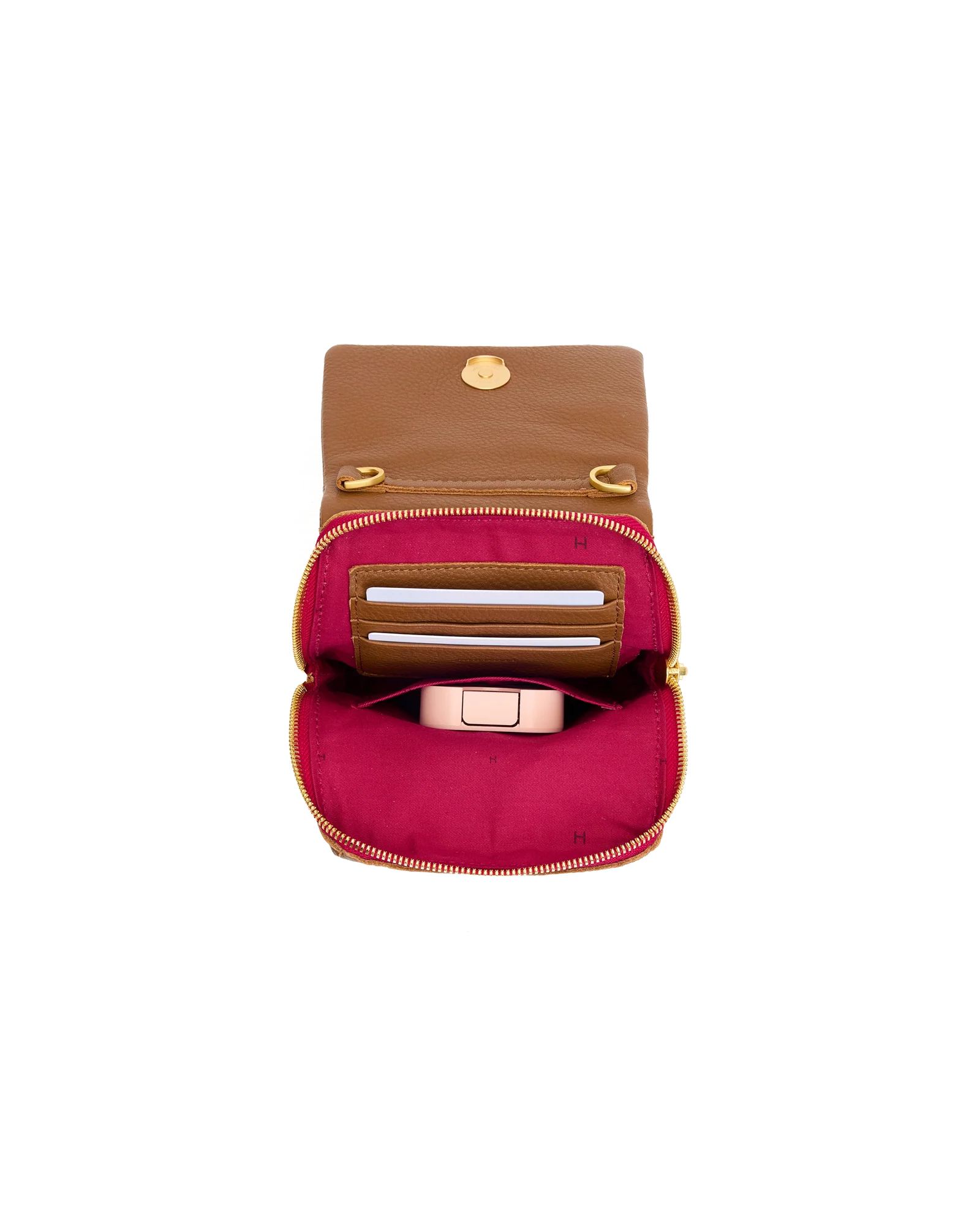 Hammitt VIP Mobile - Mahogany Pebble/Brushed Gold Red Zip