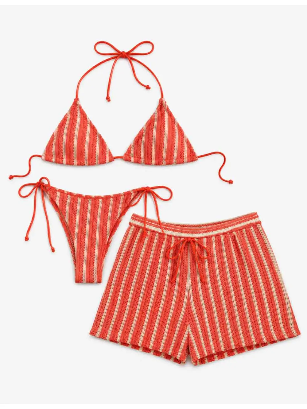 Ladies Striped Crochet Triangle Top