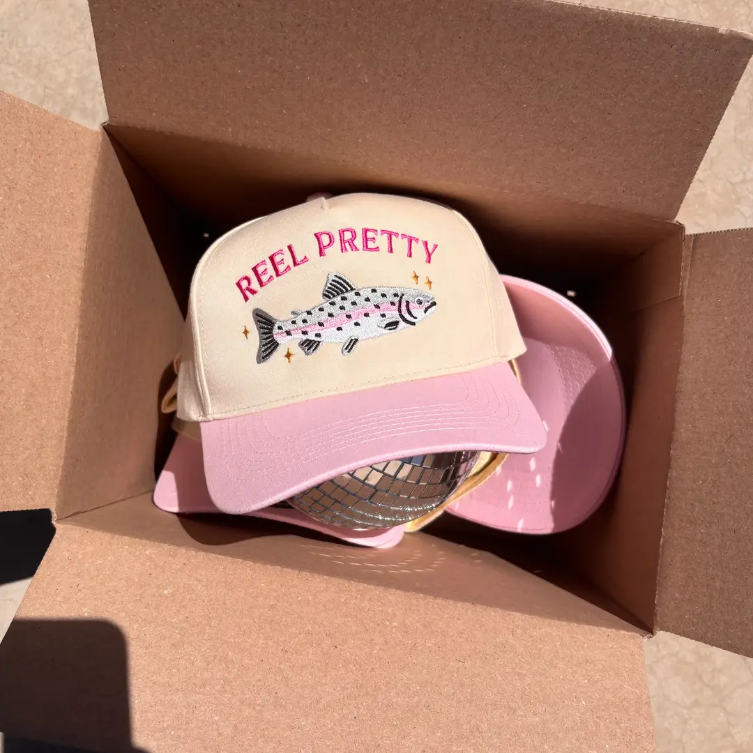 Reel Pretty Fishing Hat - Pink/Natural