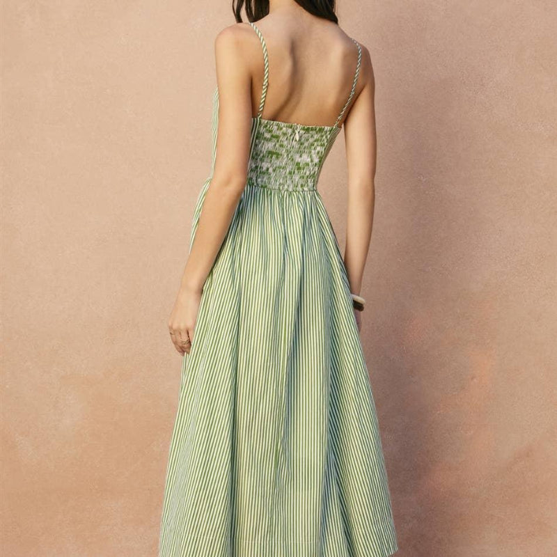 Dress Forum Stripe Gathered Hip Midi Dress - Back View