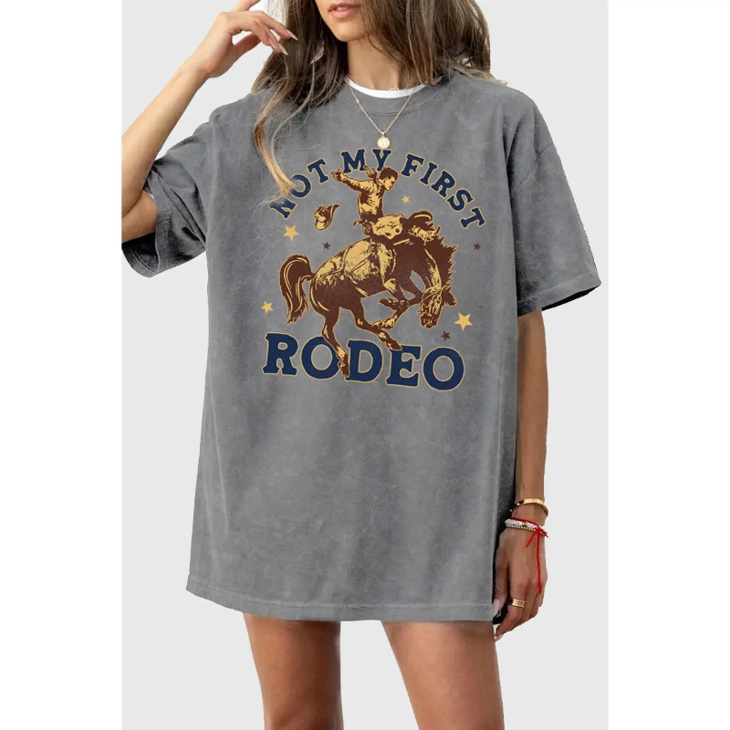 HRTandLUV Not My First Rodeo Oversized Mineral Graphic Tee 