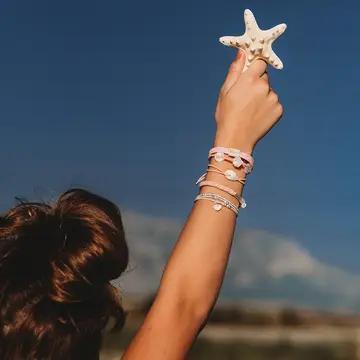 Shimmer Coral with Shell Hair Tie Bracelets (medium)