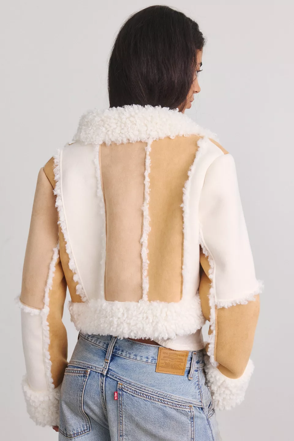 Tellie Fleece Trim Faux Suede Moto Jacket - Camel
