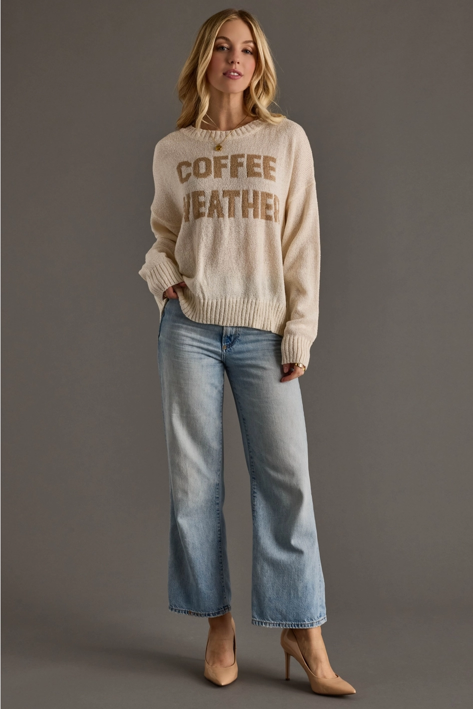 Ivory Coffee Weather Lightweight Sweater