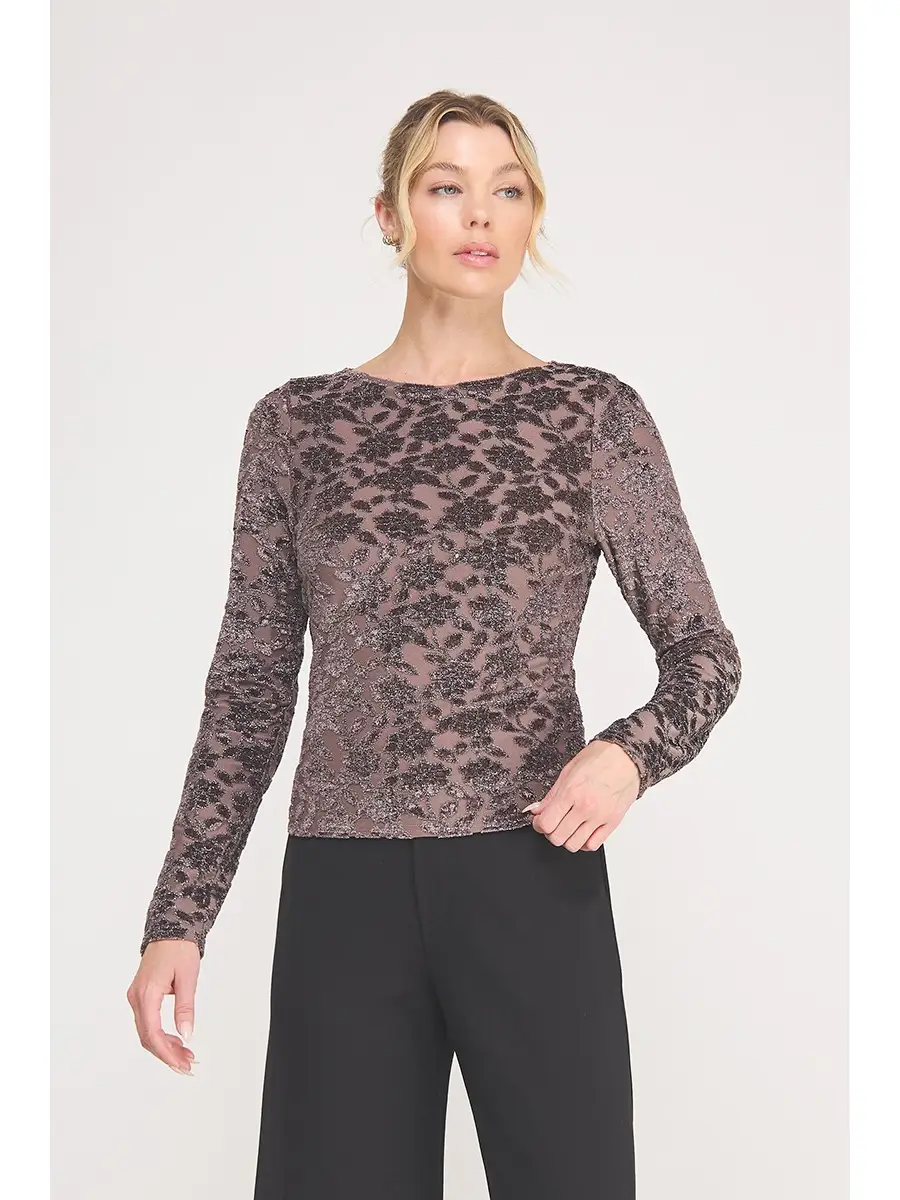 Burnout Long Sleeve Top - Mauve