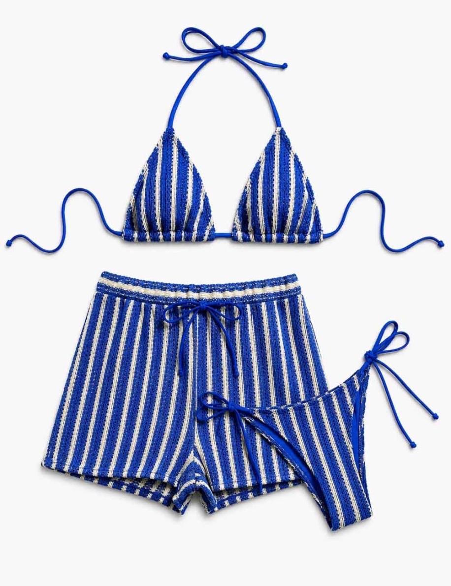 Striped Crotchet Bikini Bottoms